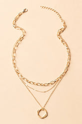 Mobius Strip Pendants Alloy Layered Necklace - Gold